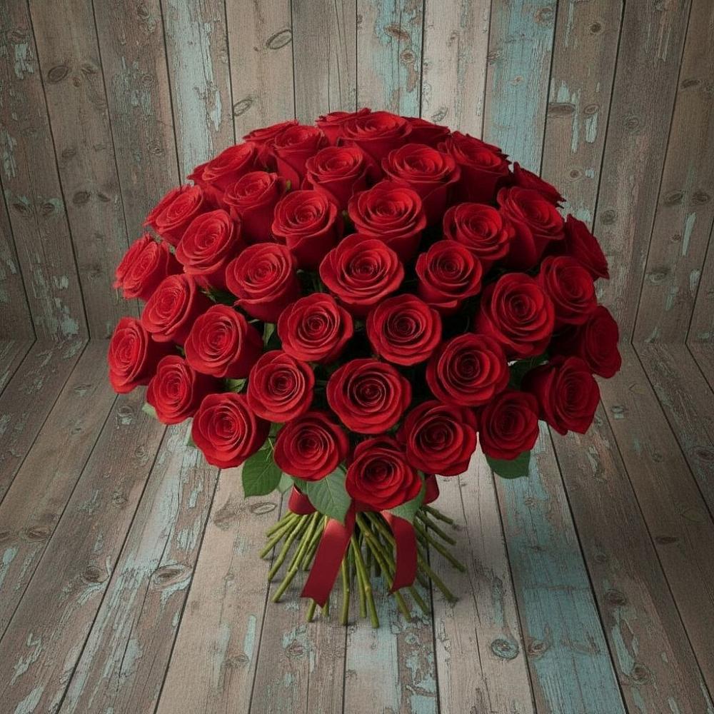 Букет 55 Красных роз Фридом в Южном