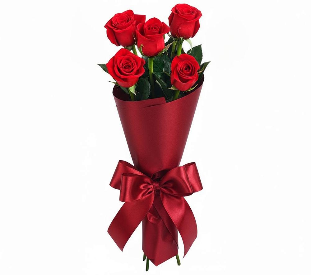 Букет 5 Красных роз Эдлесс Лав в Южном