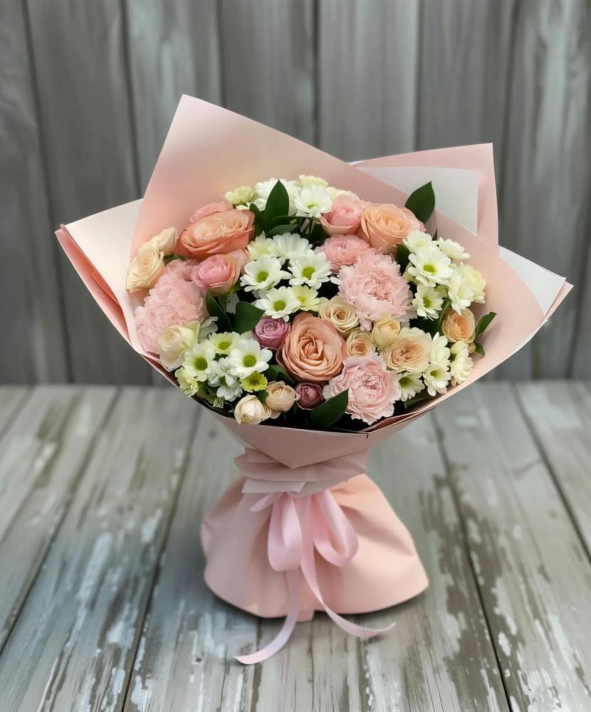 Букет цветов из: Гвоздики, Розы и Хризантемы в Южном