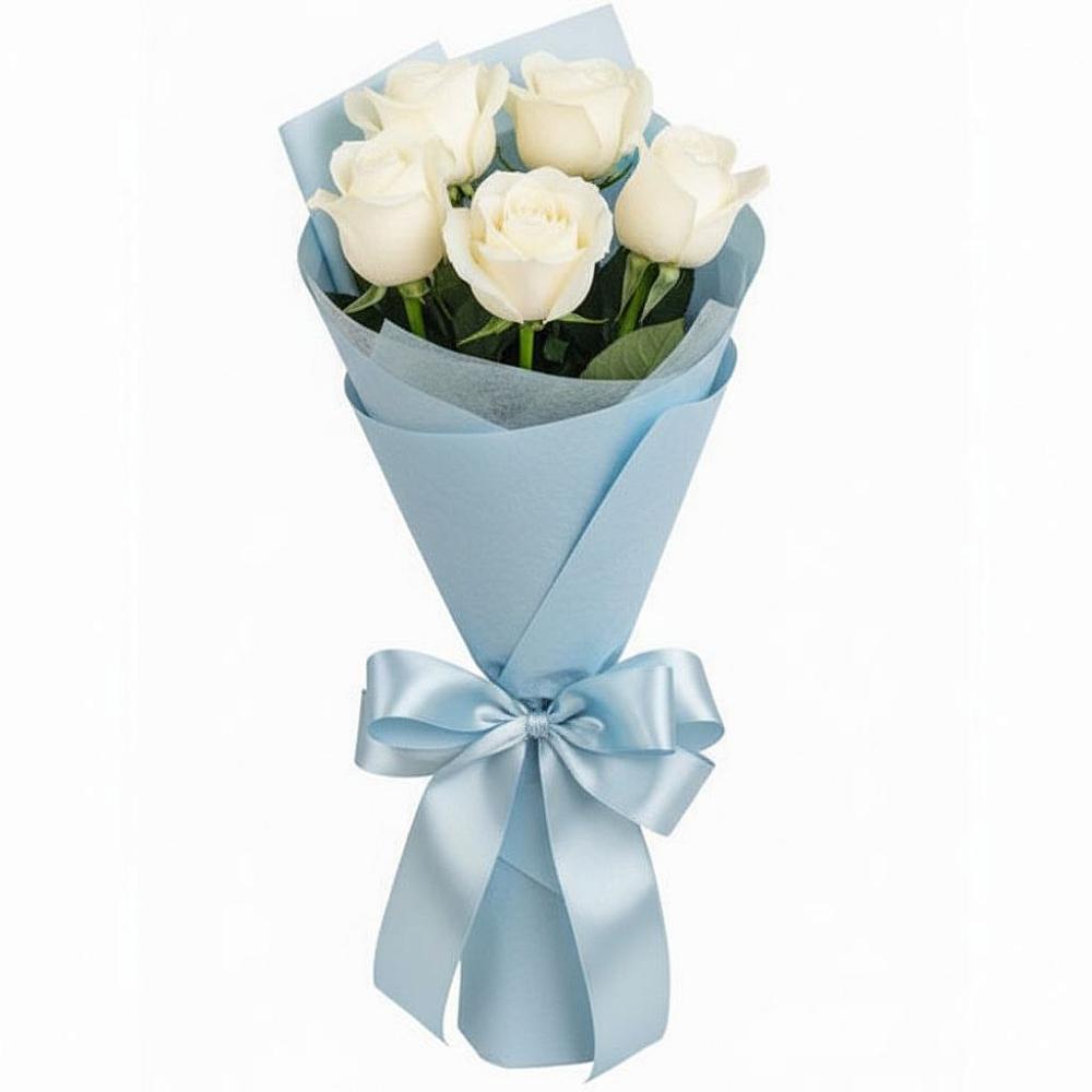 Букет 5 Белых роз Проуд в Южном