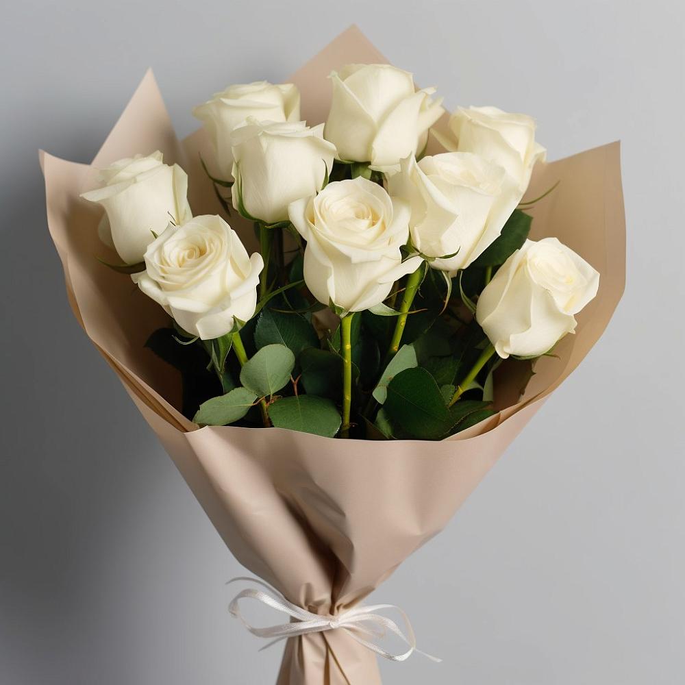 Букет 9 Белых роз Эдлесс Лав в Южном