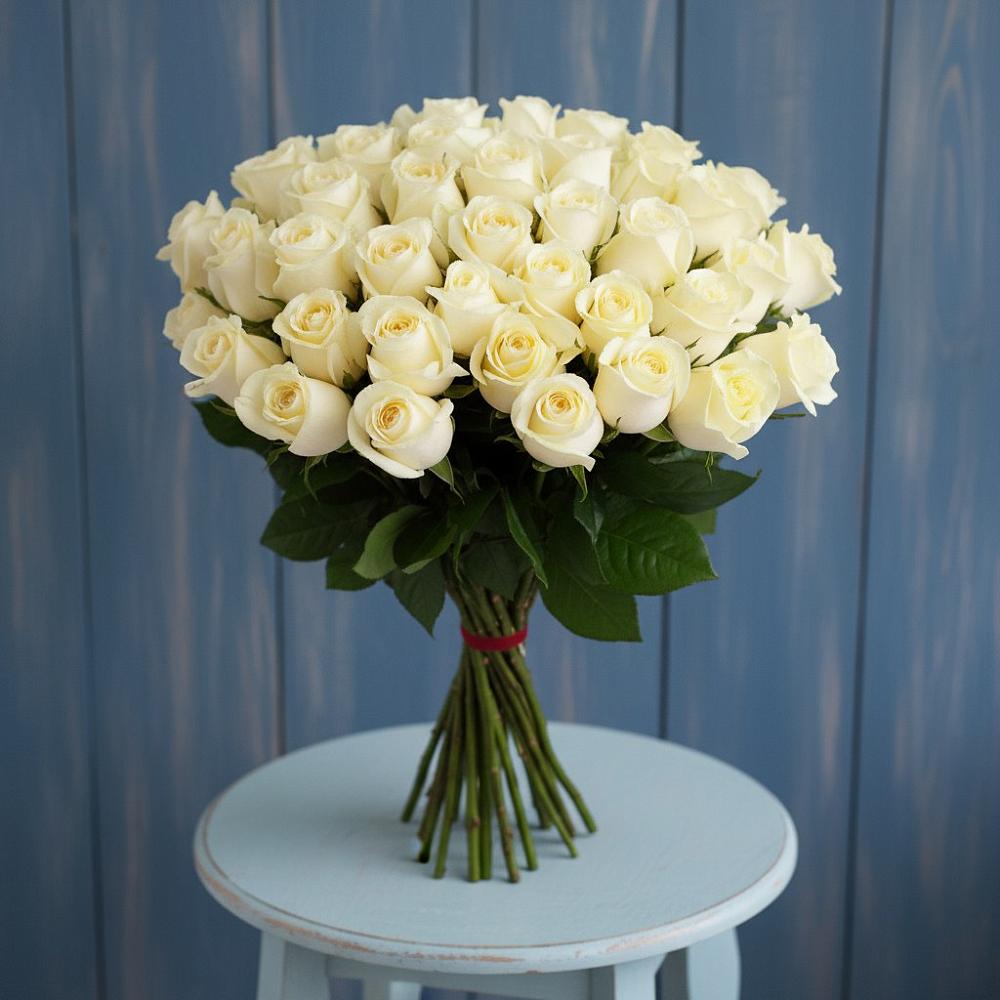 Букет 51 Белая роза Эдлесс Лав в Южном