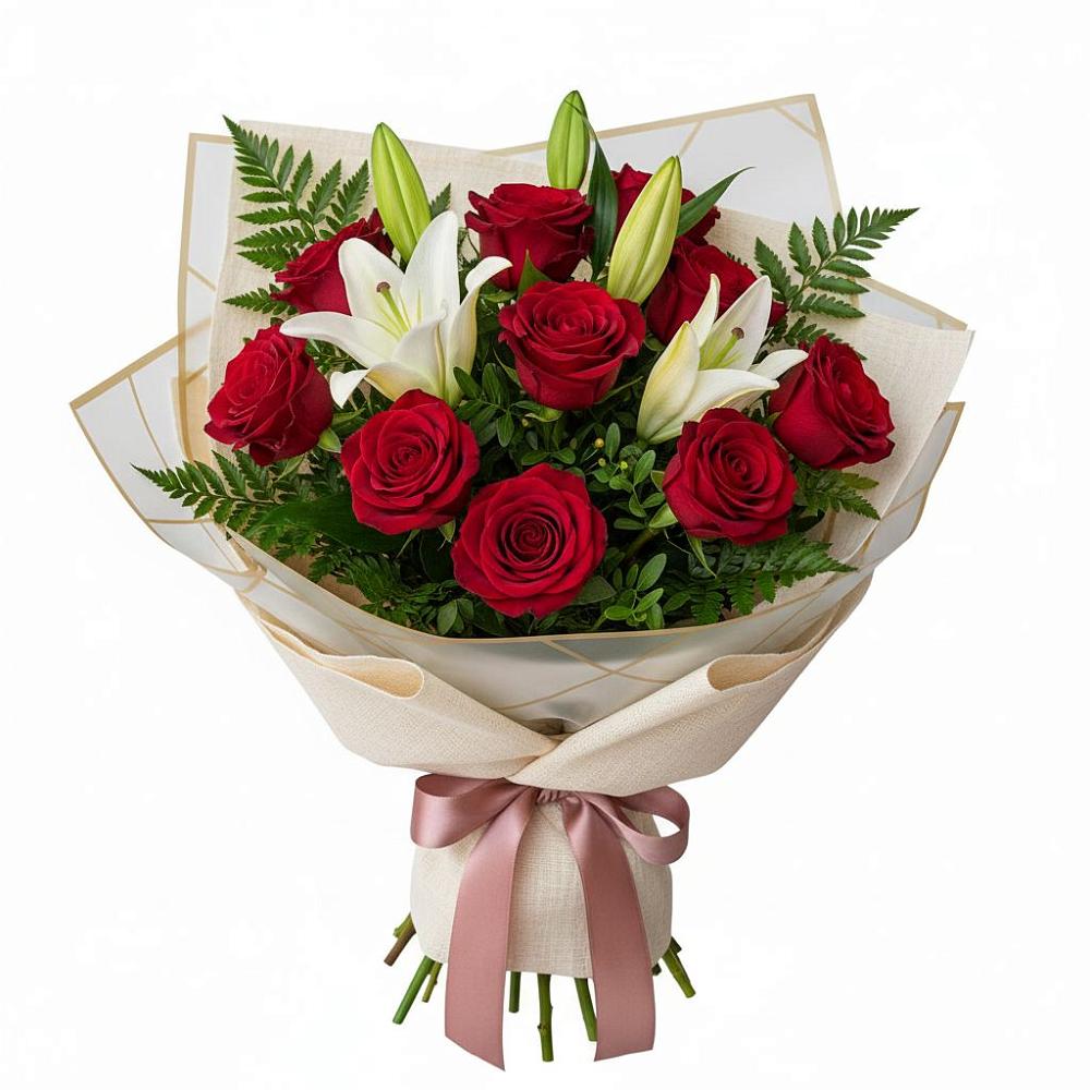 Букет цветов из: Лилии и Розы в Южном