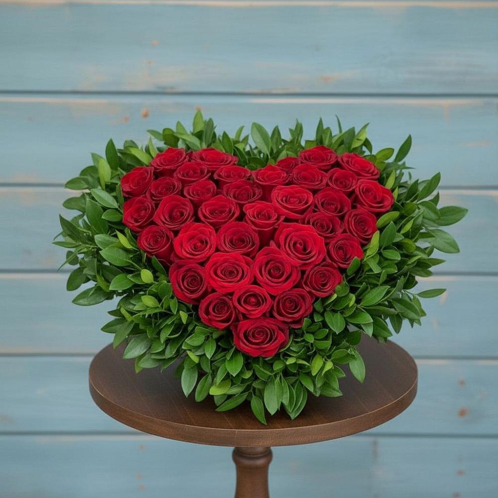 Цветочная композиция из Розы в виде сердца в Южном