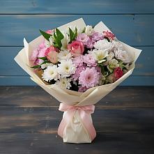 Букет цветов из:  Хризантемы, Альстромерии и Розы #REPLACE_PRED# Южном