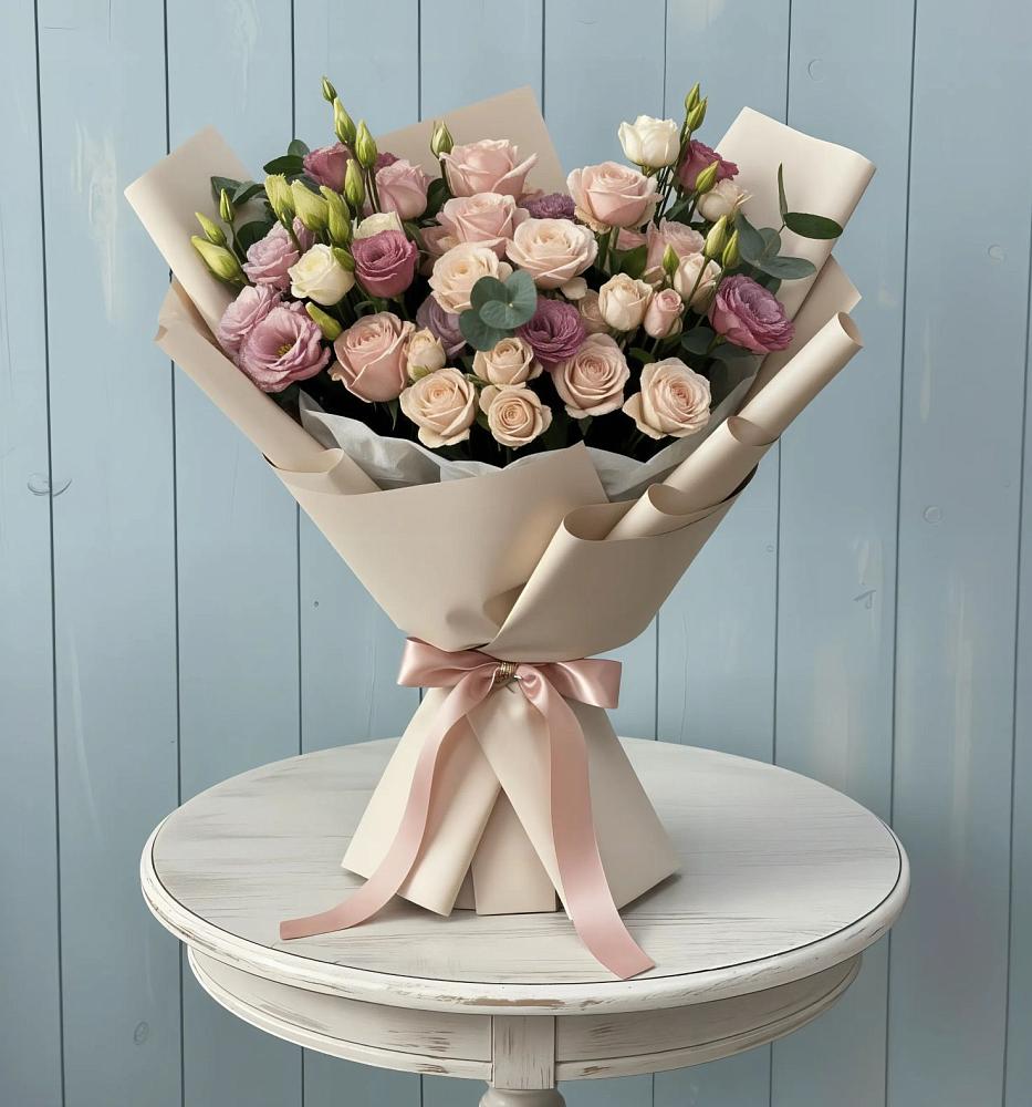 Букет цветов из: Розы и Лизиантусы в Южном