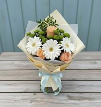 Букет цветов из:  Герберы, Розы и Хризантемы #REPLACE_PRED# Южном