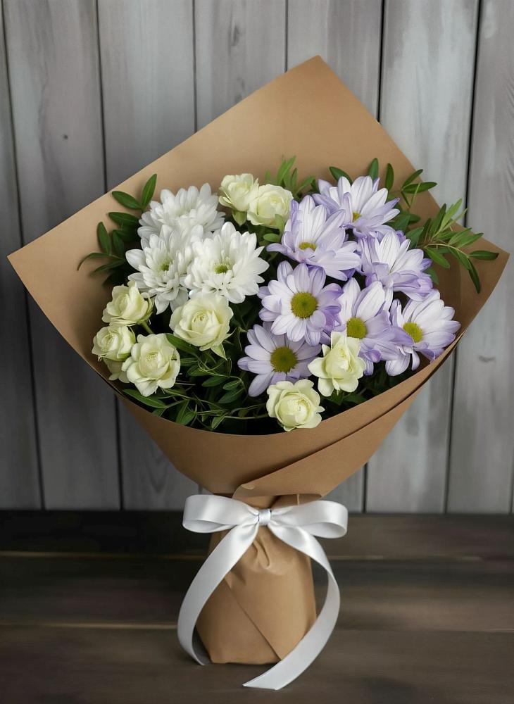 Букет цветов из: Хризантемы и Розы в Южном